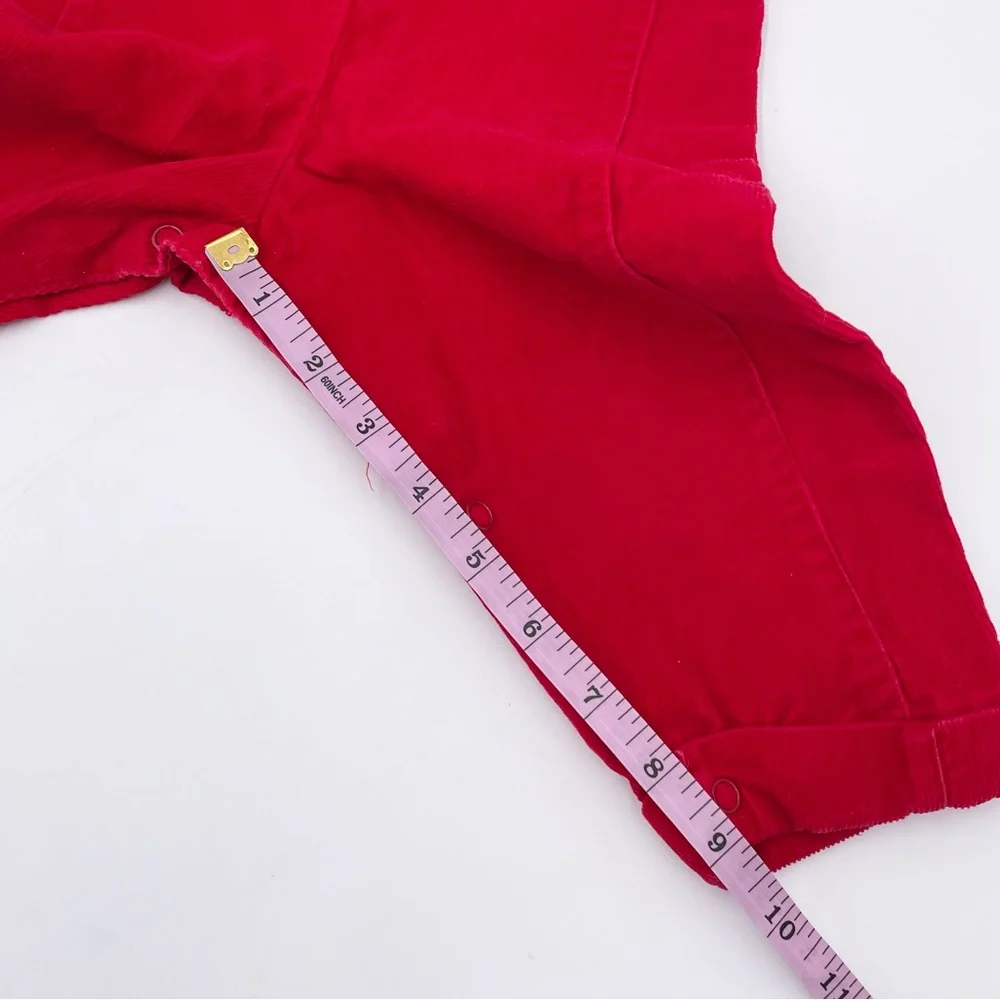 Vintage 90s Baby Togs Red Corduroy Overalls 12 Months Varsity Moose Patch Cotton